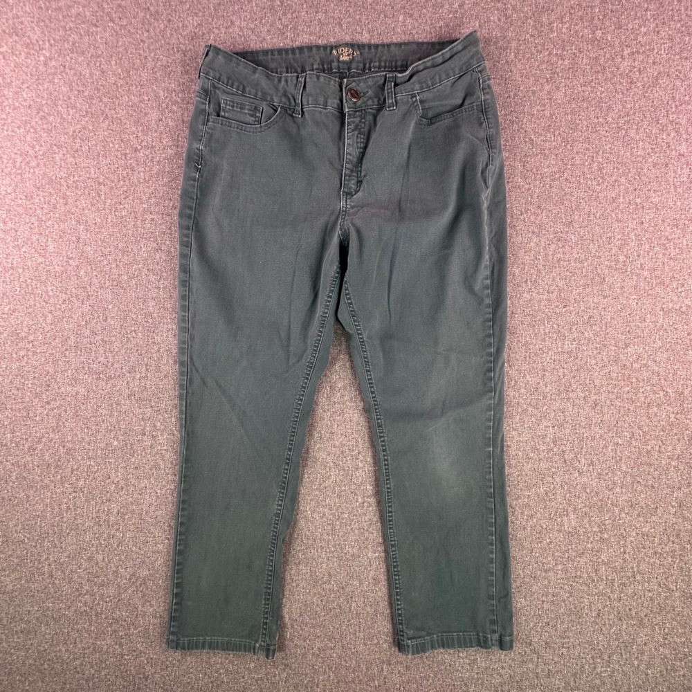 Riders by Lee Pants Womens 33 Straight Leg Gray Embroidered Studded Pocket